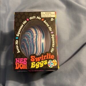 Nee Doh Swirl  Egg Squishy Toy in White & Blue